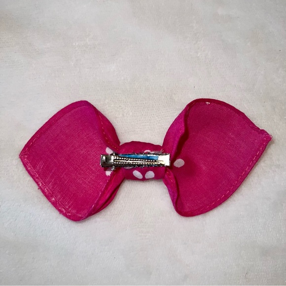 Pink and White Polka Dot Retro Bandana Knotted Hair Bow - Picture 8 of 11